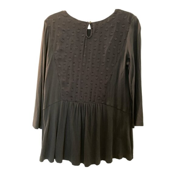 BODEN top, dark blue, size 8, soft knit, 3/4 sleeves, swirl embellishments. - Picture 2 of 5